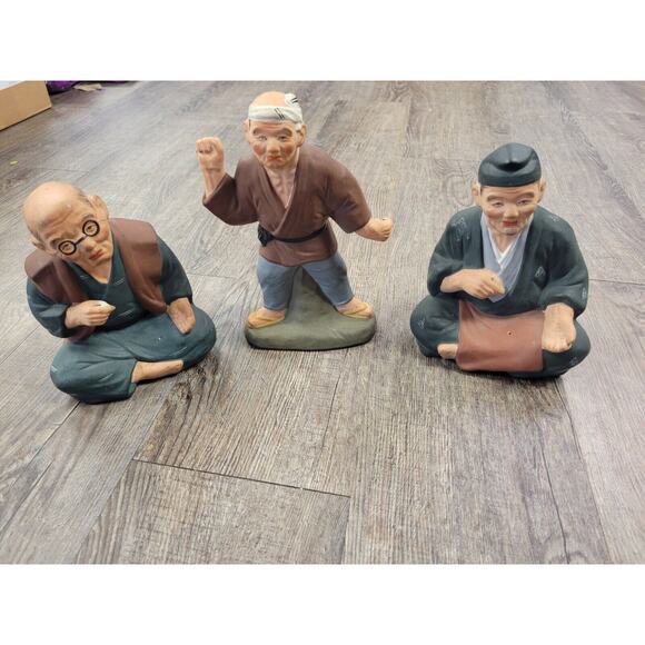 Vintage Hakata Urasaki Set of 3 Figurines by Arnart Creations Japan Asian Decor